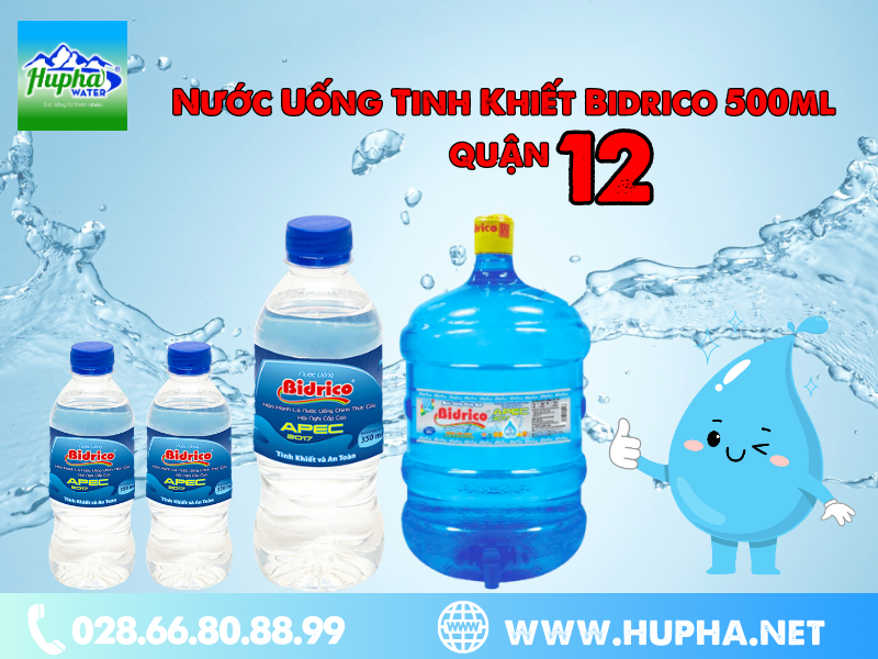 Thùng 24 chai - Nước Uống Tinh Khiết Bidrico 500ml quận 12 - Phân Phối HuPha Water