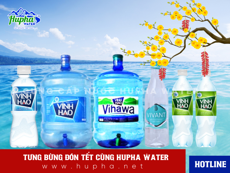 Nước đóng bình 20l Vĩnh Hảo tại quận 10 - cung cấp nước uống HuPha Water sỉ số lượng lớn