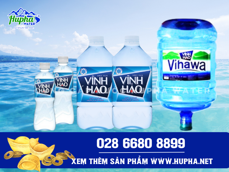 Nước đóng bình 20l Vĩnh Hảo tại quận 10 - cung cấp nước uống HuPha Water sỉ số lượng lớn