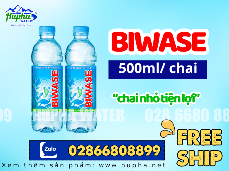 Thùng nước suối Biwase 500ml (Thùng 24 chai) - Tiện lợi nước tinh khiết, an toàn