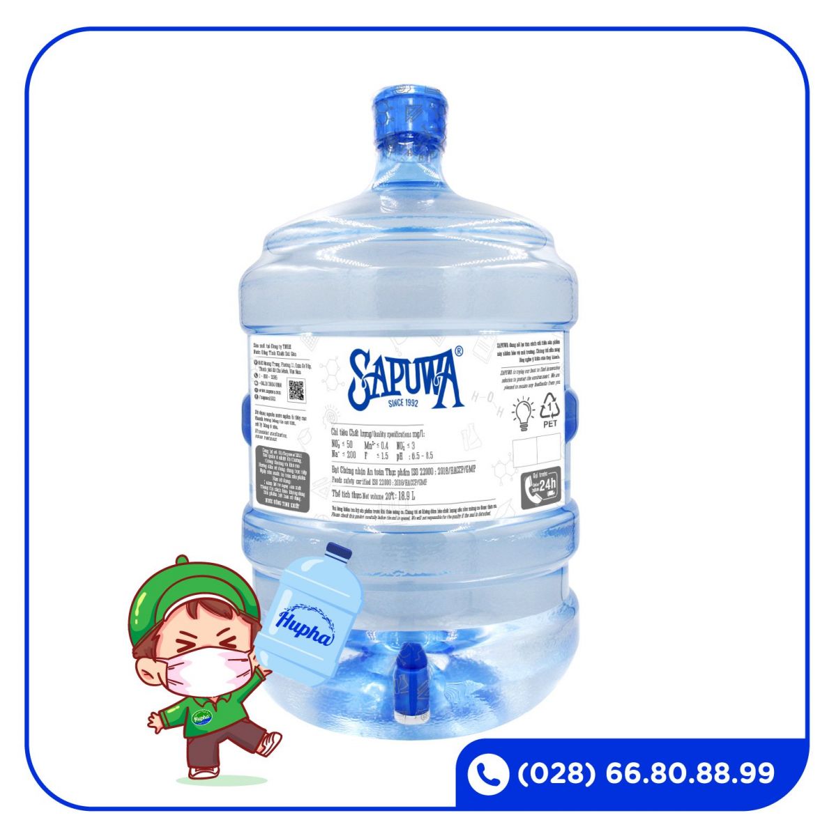 Nước tinh khiết Sapuwa bình 18,9 lít