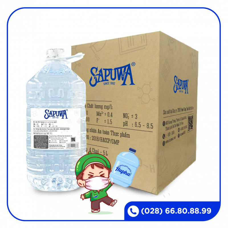 Nước tinh khiết Sapuwa bình 5L 