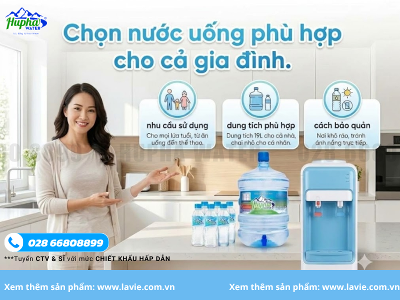 Nước khoáng thiên nhiên hay nước tinh khiết phù hợp với gia đình?