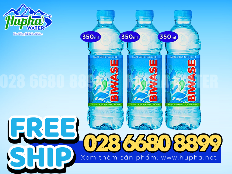 Trải nghiệm nước uống đóng chai Biwase 350ml - HuPha Water sỉ số lượng lớn TP. HCM