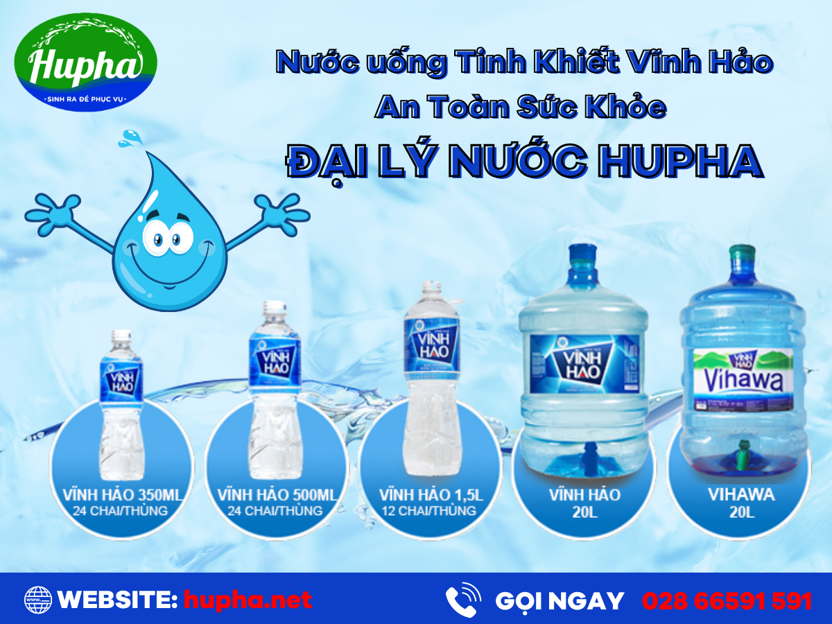 Nước uống Tinh Khiết Vĩnh Hảo An Toàn Sức Khỏe Tại TP.HCM - HuPha Nước uống tinh khiết Vĩnh Hảo được chiết xuất từ 100% từ thiên nhiên