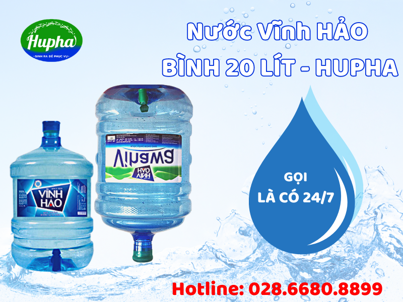Nước Đóng Thùng Vĩnh Hảo Bình 20 Lít Chính Hãng, Uy Tín - Nước Tinh Khiết ViHaWa Thị Trường Cung Cấp Nước Uống Đóng Chai Gía Rẻ TP. HCM - Đại lý nước HuPha