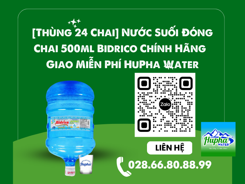 [Thùng 24 Chai] Nước Suối Đóng Chai 500ml Bidrico Chính Hãng - Giao Miễn Phí HuPha Water