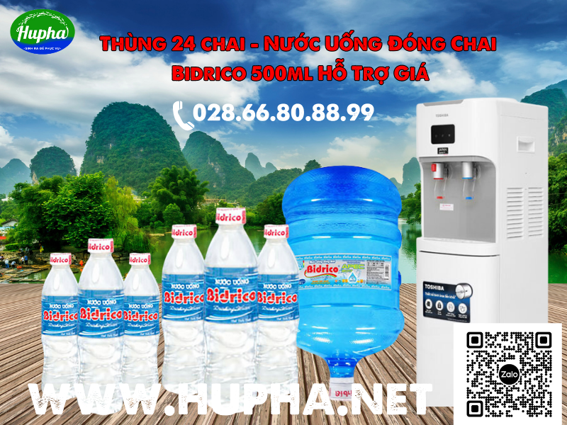 Thùng 24 chai nước uống đóng chai 500ml - Đại lý Bidrico hỗ trợ giá