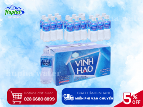 Nước suối Vĩnh Hảo ưu tín, chất lượng - Khuyến mãi bình sứ HuPha Water