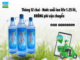 Thùng 12 chai - Nước suối ion life 1.25 lít, KHÔNG phí vận chuyển